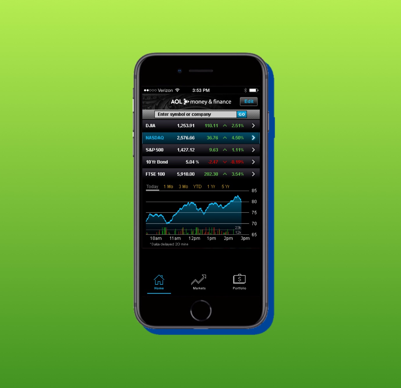 portfolio - AOL money and finance app 2B