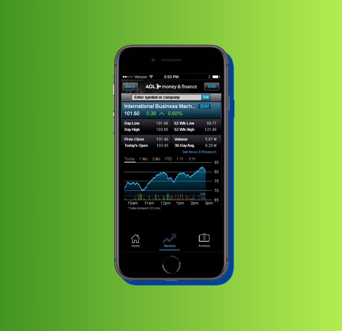 portfolio - AOL money and finance app 3B